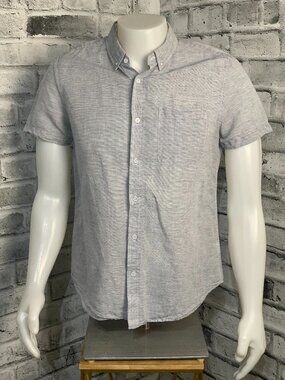 AG Adriano Goldschmied Shirt Mens M Cotton Linen Short Sleeve Casual Button Down